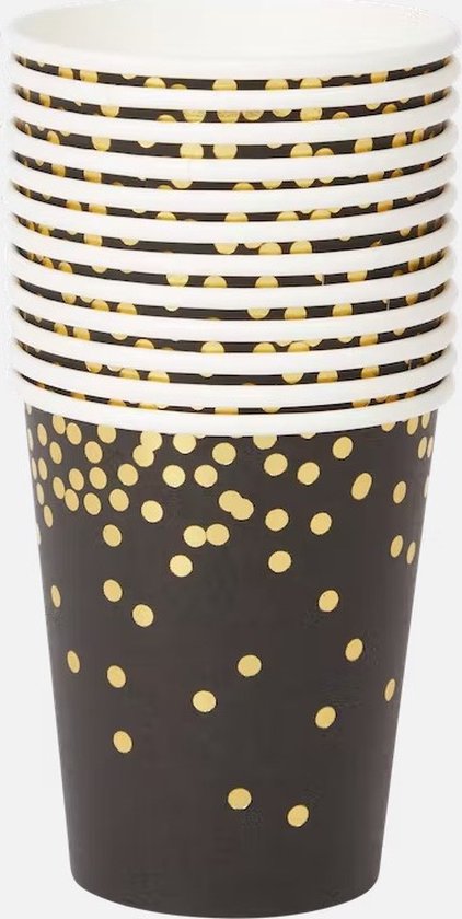 Kerst en Oud en Nieuw bordjes - Zwart / Goud - Karton - 18 cm - Taart - Feest - Gebak - Oliebol - Gebaksbordjes - Gebaksbordje - Feest - Party van Merkloos