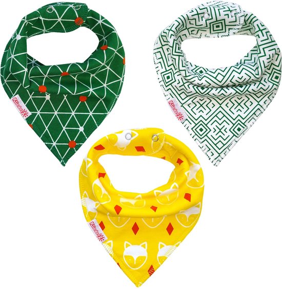 Kerst Slabbetjes baby jongen | Trend 2023 Bandana kwijlslab | 3 stuks Kerstmis slabbers 2BB02b van Little Ducklings