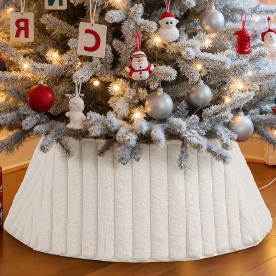 Kerstboom Sieraad 60 cm Luxe Nepleren Voetenzak voor Kerstboom Vloerkleed Decoratie Binnen Wit
