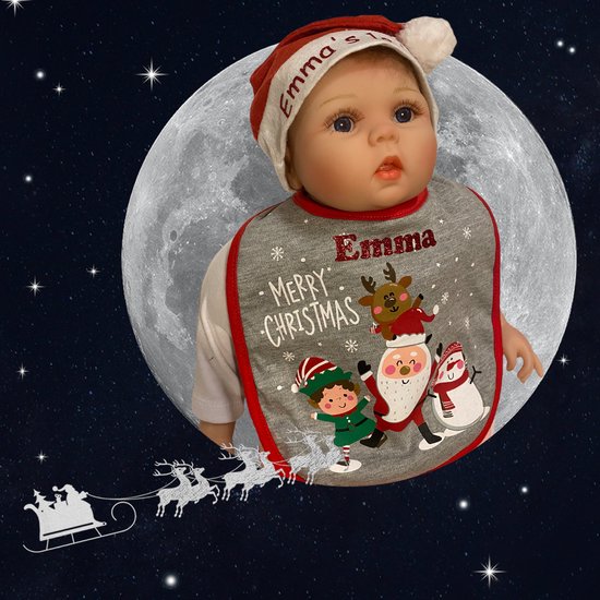 Kerstslab met eigen naam in 3 varianten met klittenband van $