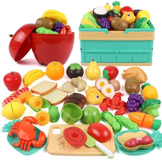 Keukenspeelgoed voor kinderen - 33-delige set - Speelgoed om fruit en groenten mee te snijden - Speelgoedkeukenaccessoires - Geschikt voor jongens en meisjes vanaf 3 jaar