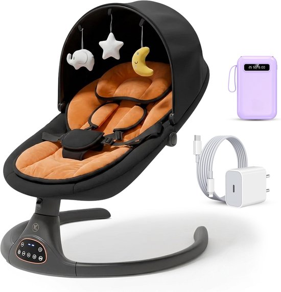 Khido®Elektrische Babyschommel - Muziek en Bluetooth functie - Met Eetplankje - Incl powerbank - Babyswing - Schommelstoel van Merkloos