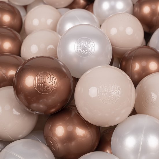 KiddyMoon Ballenbak ballen 100 stuks Ø7cm - Kinderballen baby BPA-vrij - Speelballen voor ballenbad - Pastelbeige Wit Parelmoer