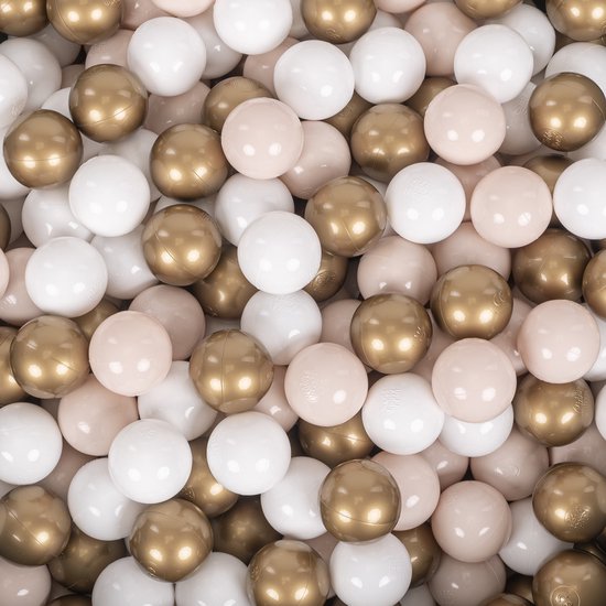 KiddyMoon Ballenbak Ballen 7cm 200 Stuks - BPA-vrij Speelballen - Ballenbad kinderballen - Pastelbeige Wit Goud