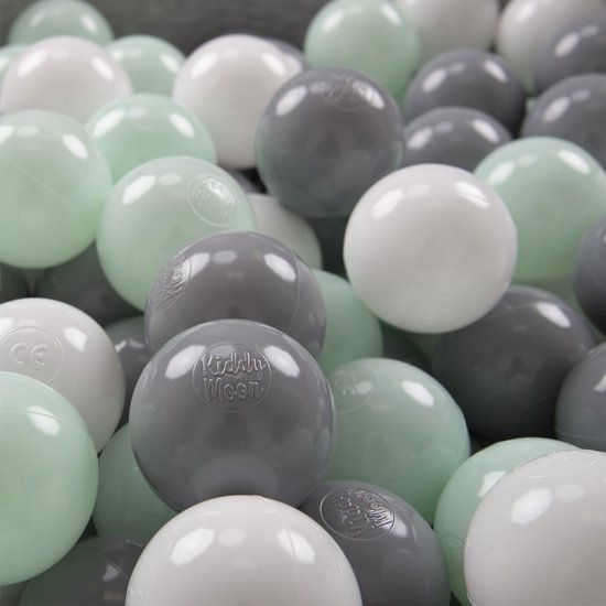 KiddyMoon Kinderballen Ø6 cm 200 Stuks - Speelballen voor Ballenbad - Baby Speelgoed - Perfecte Baby Ballenbak Ballen voor Kinderen - Wit Grijs Mint van Merkloos