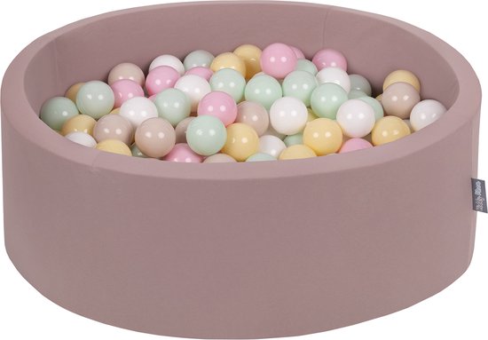 KiddyMoon Rond Ballenbak voor kinderen 90x30cm met 200 Ballen ∅ 7cm - Speelgoed 1 jaar - BPA-vrije ballenbakken - Ballenbad velvet baby foam - Kunststof ballen - Erikakleuren: Pastelbeige Pastelgeel Wit Munt Poederroze van Merkloos