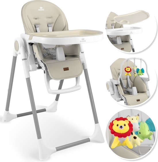 KIDIZ® 3in1 kinderstoel incl. speelbar, Eetstoel, Babystoel, combinatie kinderstoel, 7 in hoogte verstelbare rugleuning, meegroei van 0 maanden tot 6 jaar - Beige van KIDIZ®
