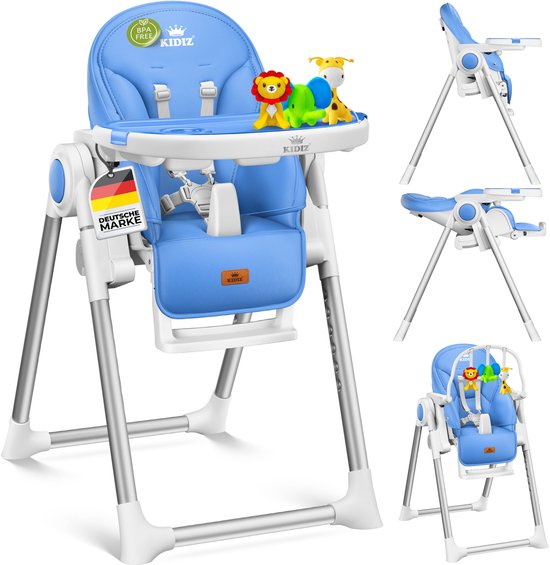 KIDIZ® 3in1 kinderstoel incl. speelbar, Eetstoel, Babystoel, combinatie kinderstoel, 7 in hoogte verstelbare rugleuning, meegroei van 0 maanden tot 6 jaar - Blauw