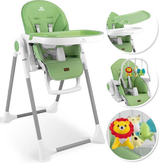 KIDIZ® 3in1 kinderstoel incl. speelbar, Eetstoel, Babystoel, combinatie kinderstoel, 7 in hoogte verstelbare rugleuning, meegroei van 0 maanden tot 6 jaar - Groen van Merkloos