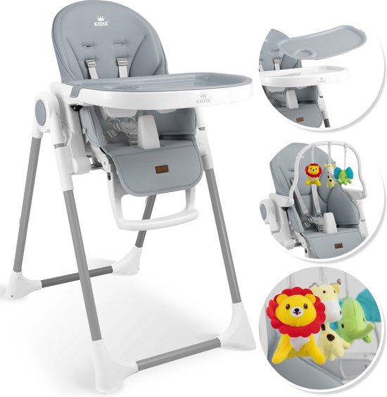 KIDIZ® 3in1 kinderstoel incl. speelbar, Eetstoel, Babystoel, combinatie kinderstoel, 7 in hoogte verstelbare rugleuning, meegroei van 0 maanden tot 6 jaar - Lichtgrijs van KIDIZ®