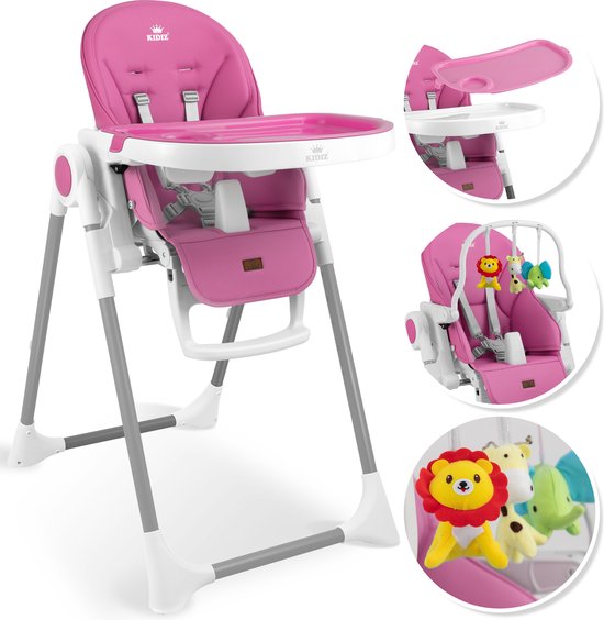 KIDIZ® 3in1 kinderstoel incl. speelbar, Eetstoel, Babystoel, combinatie kinderstoel, 7 in hoogte verstelbare rugleuning, meegroei van 0 maanden tot 6 jaar - Roze van KIDIZ®