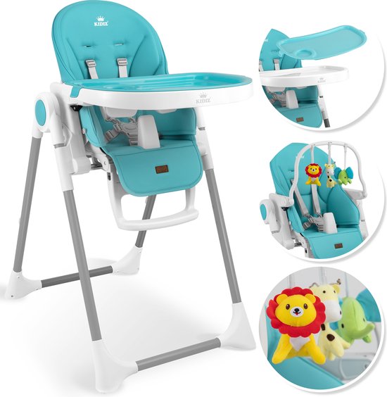 KIDIZ® 3in1 kinderstoel incl. speelbar, Eetstoel, Babystoel, combinatie kinderstoel, 7 in hoogte verstelbare rugleuning, meegroei van 0 maanden tot 6 jaar - Turkoois van KIDIZ®
