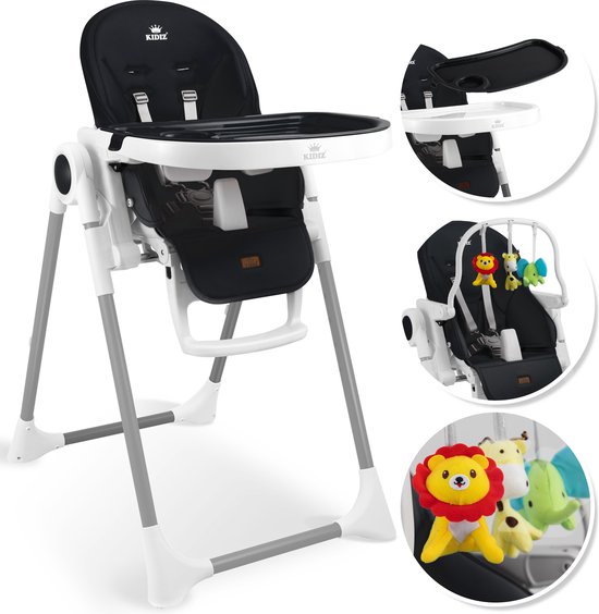 KIDIZ® 3in1 kinderstoel incl. speelbar, Eetstoel, Babystoel, combinatie kinderstoel, 7 in hoogte verstelbare rugleuning, meegroei van 0 maanden tot 6 jaar - Zwart van KIDIZ®