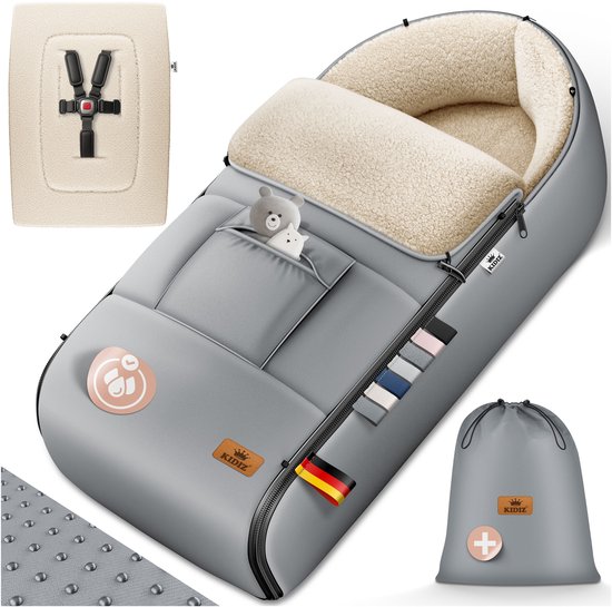 KIDIZ® Voetenzak voor Autostoeltje en Buggy met Ritssluiting - Baby Slaapzak Deken voor Maxi-Cosi & Wandelwagen / Kinderwagen - Grijs van Merkloos