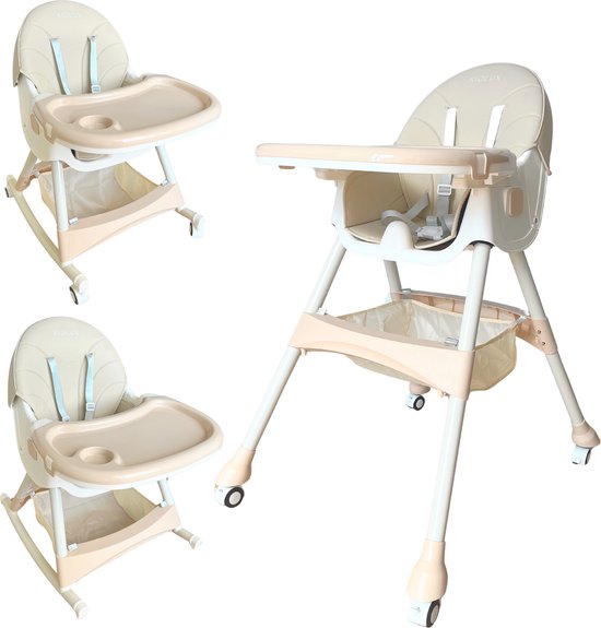 KIDLUX Kinderstoeltje voor Peuter - Kinderstoel 3 in 1 - Schommelstoel Baby - Wipstoel Baby - Inklapbaar - Kinderzetel - Peuterstoel - Meegroei Stoel - Beige van KIDLUX