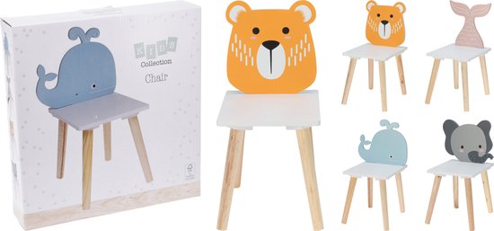 Kids Collection- stoeltje-dierenstoeltje-hout- walvis-vissenstaart-olifant-beer- wit-kinderkamer van Baninni