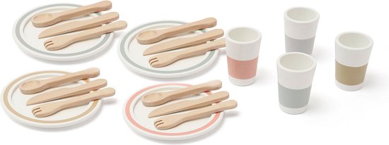 Kids Concept - Houten Servies Speelset Bistro - Houten speelgoed van Kids Concept