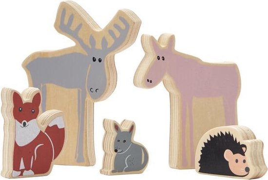 Kid's concept set 5 houten diertjes Edvin van Kid’s Concept.