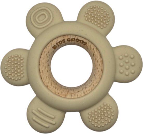 Kids Goods – Siliconen Bijtring Baby – Beige - BPA-vrij –Veilig Kauwspeelgoed – Vaatwasserbestendig van Kids Goods