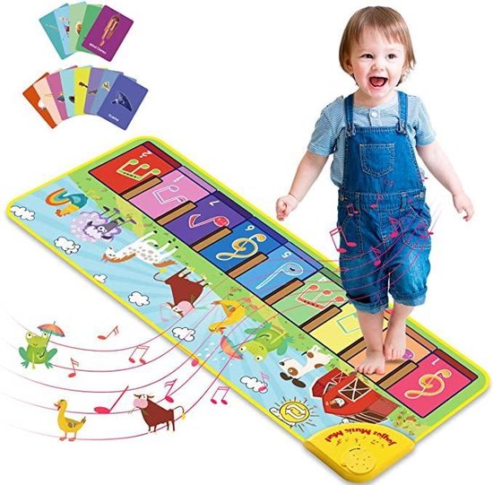 Kids Muziek Mat met 100+ Geluiden, Piano Dance Mat Opgewaardeerd 4 Modes, Kinderen Keyboard Mat Instrumenten Muzikale Speelmat voor Kids Jongens Meisjes (110* 36cm) van RenFox