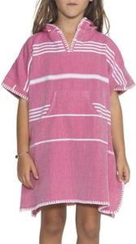 Kids Zwemponcho Leyla Fuchsia - 2-3 jaar - jongens/meisjes/unisex pasvorm - poncho handdoek voor kinderen met capuchon - zwemponcho - badcape - badponcho van AquaJeans