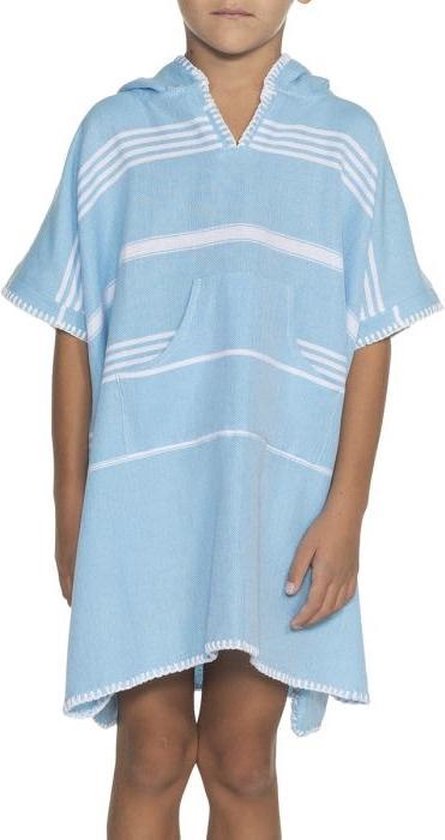 Kids Zwemponcho Leyla Turquoise - 2-3 jaar - jongens/meisjes/unisex pasvorm - poncho handdoek voor kinderen met capuchon - zwemponcho - badcape - badponcho van Little Dutch
