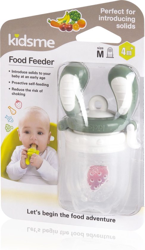 KidsMe Food Feeder fruitspeen & sabbelzakje voor baby - Maat M - Grijs van Kidsme