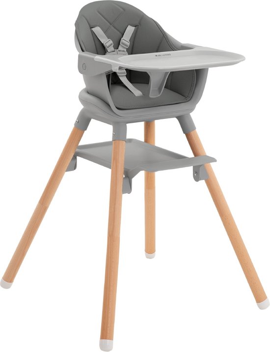 Kikkaboo Kinderstoel 2 in 1 Woody Grijs van Kikkaboo