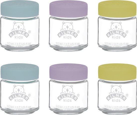 Kilner - Set van 6 voorraadpotten voor babyvoeding - Glas - Silicone deksels - 6 x 110 ml van Kilner