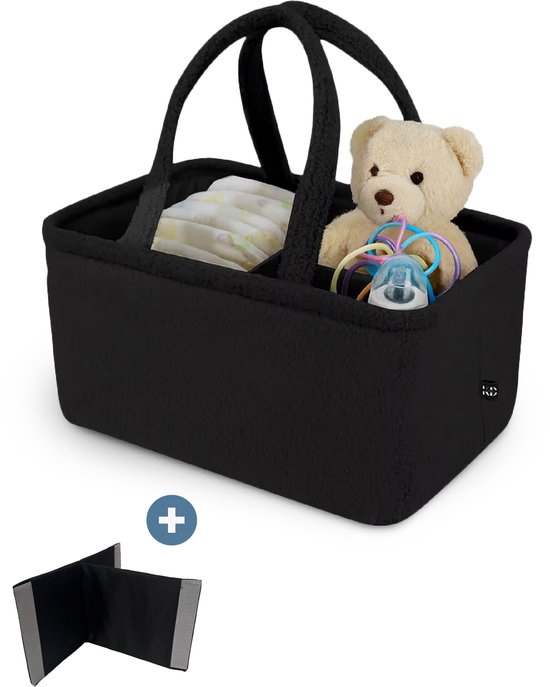 KimDo - Teddy Luiertas baby - Zwart - Verzorgingstas - Organizer luiers - Uitneembare schotjes - Kraamcadeau - Baby organizer - Teddy tas - Commode van KimDo
