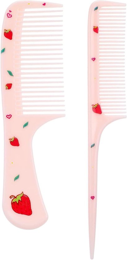 Kind haarborstel set - 2 stuks - rattenstaart kam - fijne tandkam - kapperskam - antistatische stylingkam - krulkam - schattige kam - vrouwen - meisjes - krullen - duurzaam en sterke kwaliteit van Merkloos