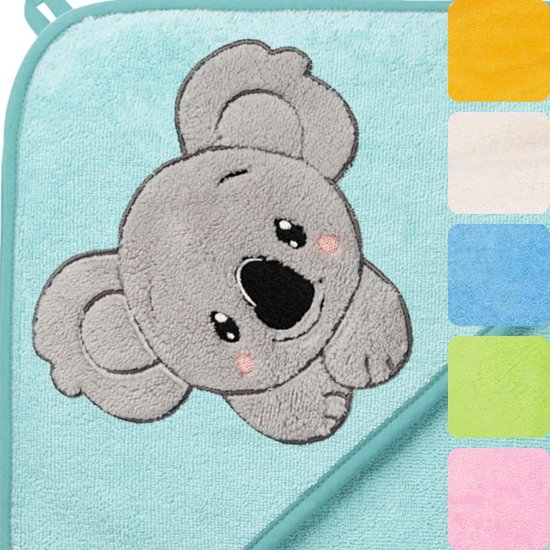 Kinder Badcape Katoen met Capuchon 100x100 cm | Absorberende Oeko-Tex Koele Koala Handdoek