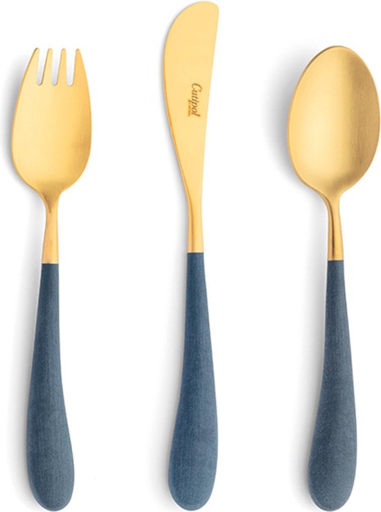 Kinder bestekset Alice - Mat Goud-Blauw // Cutipol van Kinder