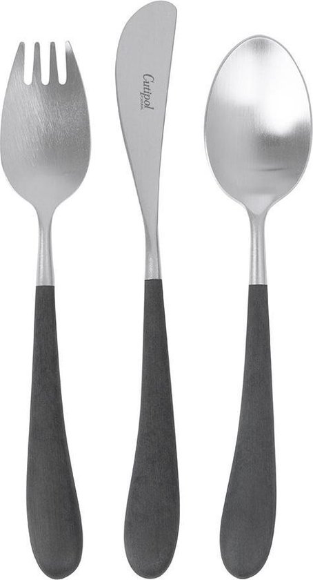 Kinder bestekset Alice – Mat RVS-Zwart // Cutipol van Kinder