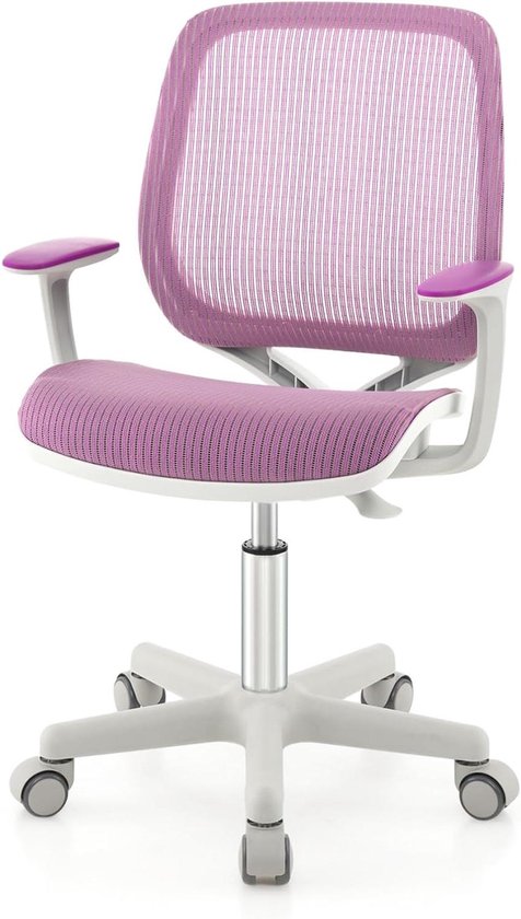 Kinder Bureaustoel - Studie Stoel - Comfortabel Zitten - Antislip Wielen - 43-55 cm Hoogte - Paars