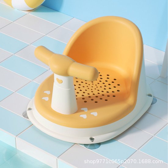 Kinder Douche Stoeltje Comfort - Draagbare Douchezit voor Baby's en Peuters - Geel - Veilig & Gemakkelijk in Gebruik - Ideaal voor Groei