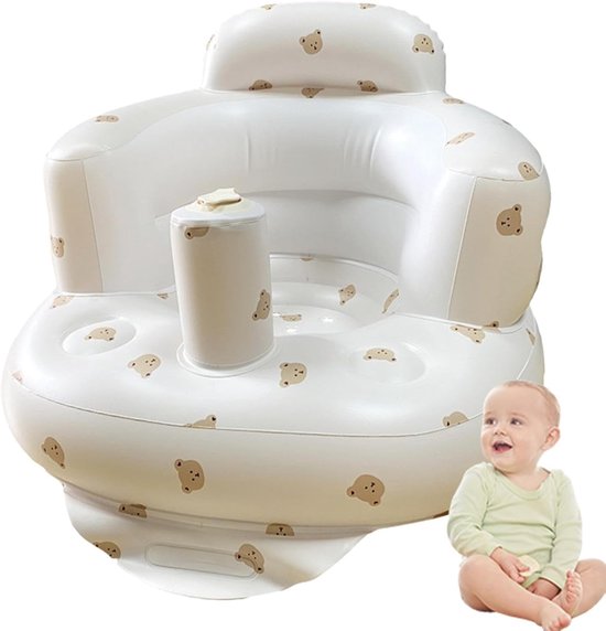 Kinder Douchestoel - Zachte Zitting - Veilig Baden - Opblaasbaar Ontwerp - 57x48x35 cm - Kleine Beer
