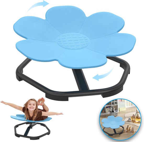Kinder Draaistoel - Sensorische Draaistoel voor kinderen - Het bloemvormige - Stabiel Veilig - Verbeter de balans- en coördinatievaardigheden - TOT 80kg - Blauw van Lalaloom