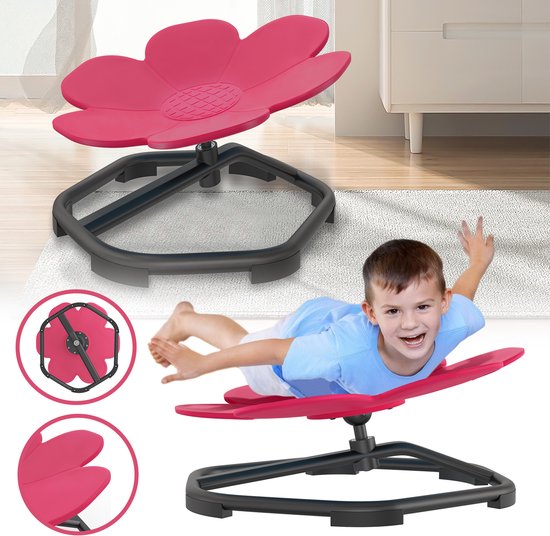 Kinder Draaistoel - Sensorische Draaistoel voor kinderen - Het bloemvormige - Stabiel Veilig - Verbeter de balans- en coördinatievaardigheden - TOT 80kg - Magenta van AVIRA Kids