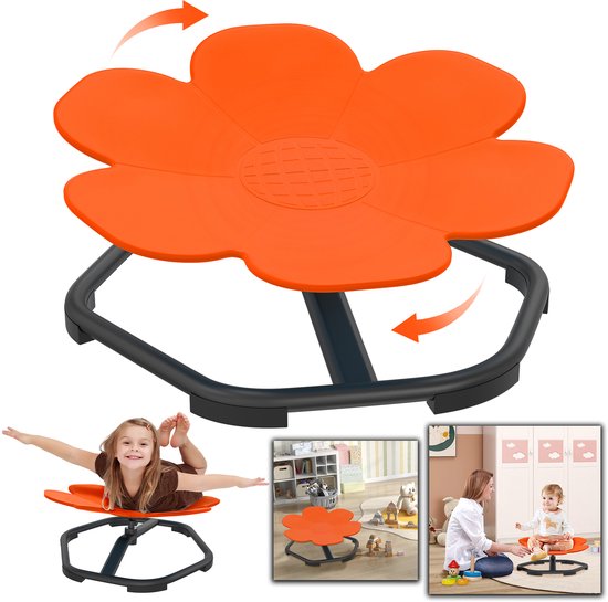 Kinder Draaistoel - Sensorische Draaistoel voor kinderen - Het bloemvormige - Stabiel Veilig - Verbeter de balans- en coördinatievaardigheden - TOT 80kg - Oranje van Merkloos