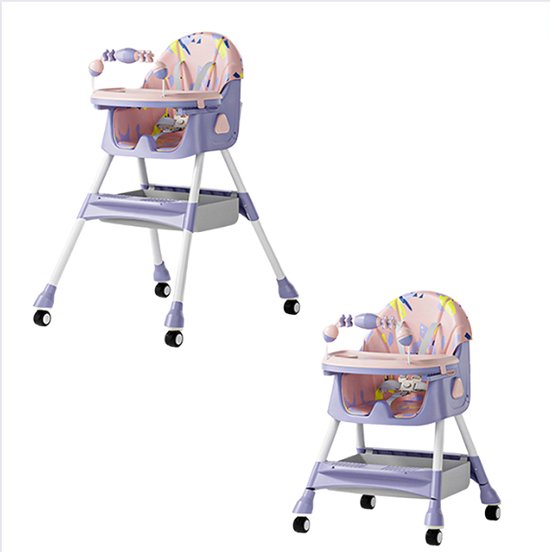 Kinder Eetstoel - Baby Eetstoel Inklapbaar - Kinder Eetstoel Op Wieltjes - Unisex van Merkloos