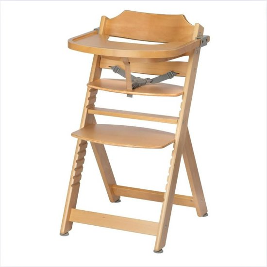 Kinder Eetstoel - Baby Eetstoel Veiligheid Harnas - Kinder Eetstoel Verstelbare Tafel - Natuurlijke Houten Kinderstoel van Milly Mally
