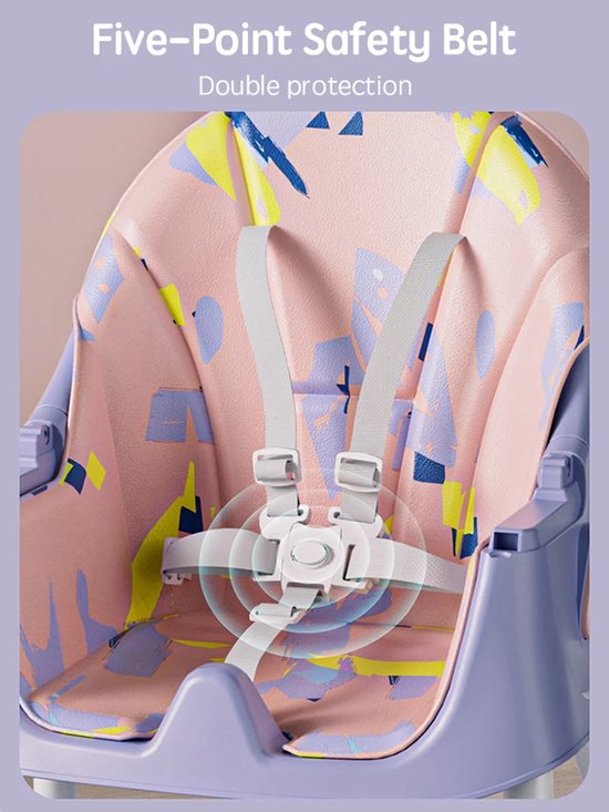 Kinder Eetstoel - Kinder Eetstoel Met Stevig Metaal Frame - Baby Eetstoel Met Verstelbare Hoogte - Unisex - Grijs van Merkloos