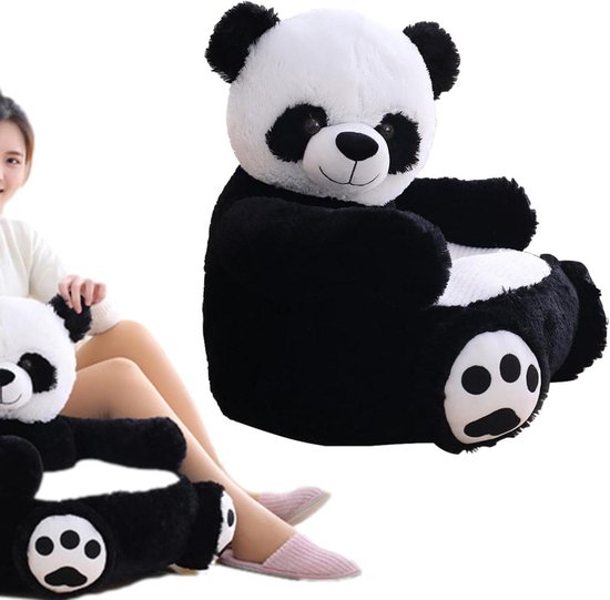 Kinder Fauteuil - Dierenstoel Sofa - Ontspannen Lezen - Zacht Pluche Materiaal - 55 cm Hoog - Panda