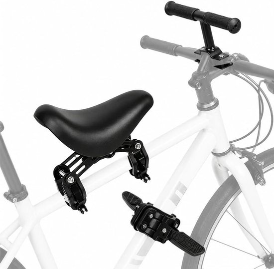 Kinder Fietszadel - Voorzitje Kinderen - Samen Fietsen - Verstelbare Hoek - 23.5 x 10.5 cm - Zwart