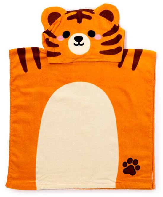 Kinder handdoek - alfie de tijger - hoodie - cadeau tip - bad - zwemhanddoek van Merkloos
