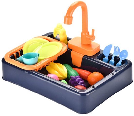 Kinder keuken gootsteen met stromend water - Vaatwasser speelgoed set met werkende kraan en afvoer - Simulatie afwas spel - Leerzaam cadeau voor peuters en kleuters