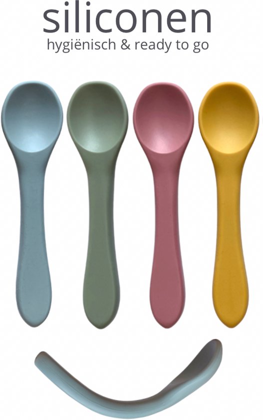 Kinder Lepeltjes - 4 Stuks - Bpa Vrij - Siliconen Baby Lepeltjes - Bestek Lepel - Soft Spoons - Baby Bestek - Kinderbestek - Voeding Lepel - Siliconen babylepels met zachte punt van Angelbliss