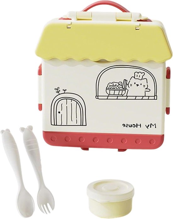 Kinder Lunchbox - Voedsel Bewaar Doos - Maaltijd Voorbereiding - Vier Compartimenten - 1000 Milliliter - Geel