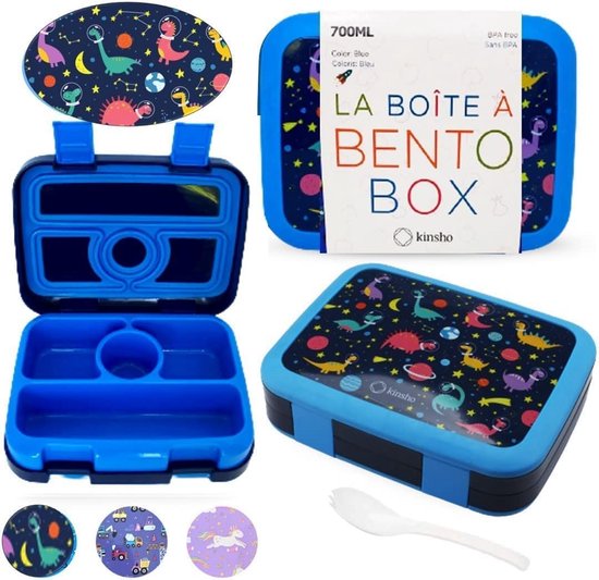 Kinder Lunchtrommel met 4 vakken - Bento Box voor peuters en kleuters, BPA-vrij met deksel van Kinder